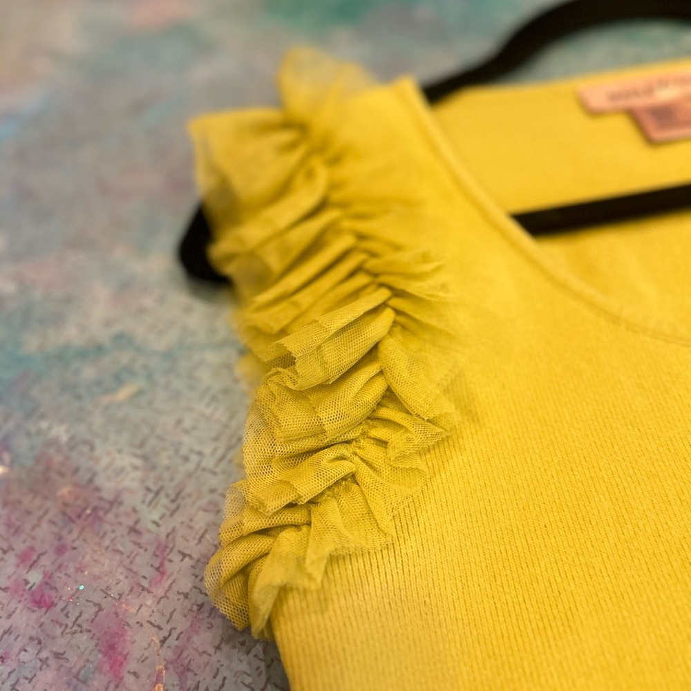 Chartreuse Ruffles Top - Picture 3 of 9